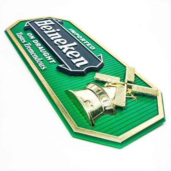 3D Plastic Imported Heineken On Draught Tastes Tremendous Wall Sign - Picture 2 of 8